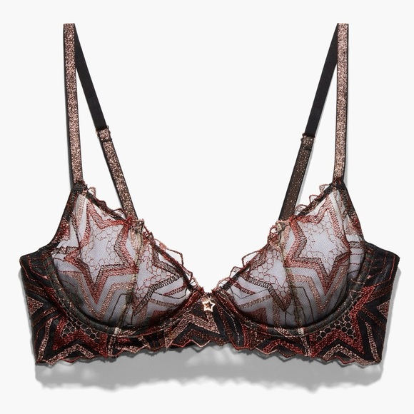 Fenty Shining Star Embroidered Unlined Demi Bra NEW 38C